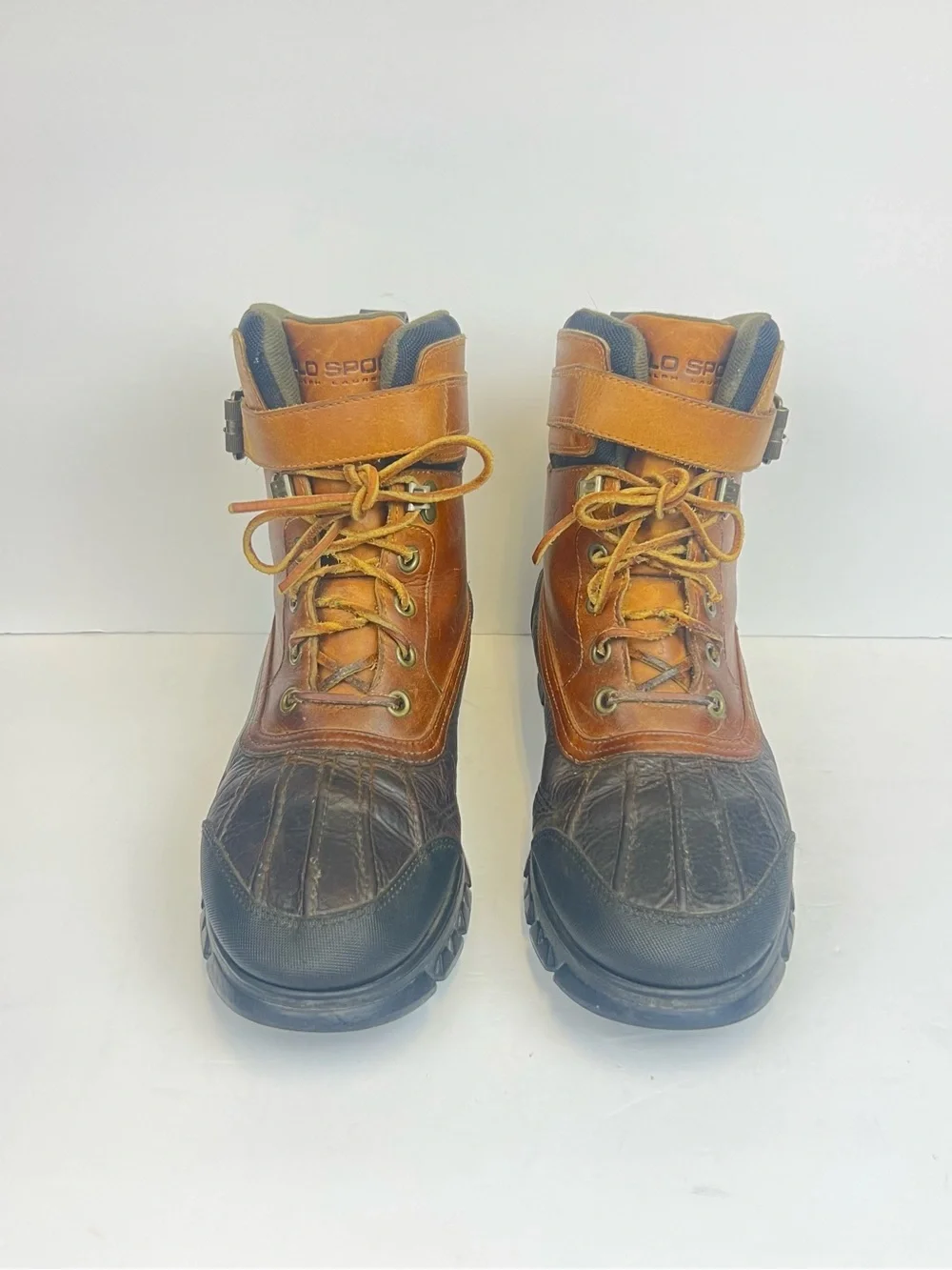 Vintage Polo Sport Ralph Lauren  12 D Briarwood Tan Hogeland Boots Buckle MG1613
